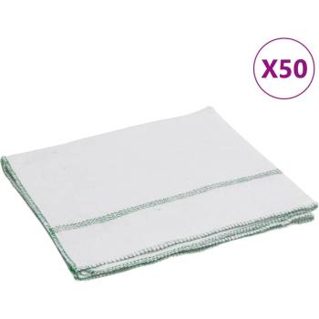 vidaXL Кърпи за почистване 50 бр бели със зелени ивици 50x60 см (4014092)