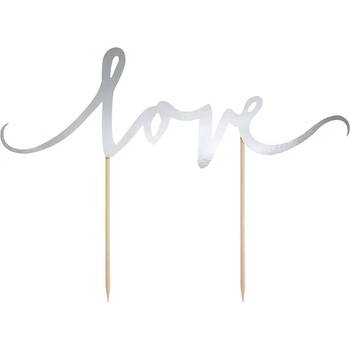 Image 1 of PartyDeco Украса за торта "Love" сребърна