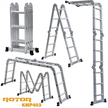 ROTOR Стълба алуминиева, мултифункционална, 4x3 стъпала, 3.5 м, ROTOR KMP403 (UNI-09322)
