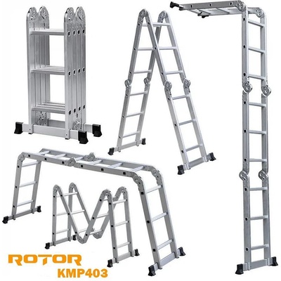 ROTOR Стълба алуминиева, мултифункционална, 4x3 стъпала, 3.5 м, ROTOR KMP403 (UNI-09322)