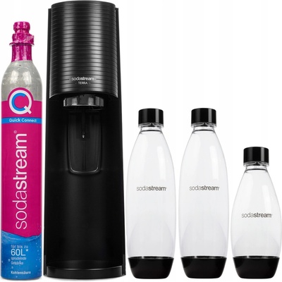 SodaStream Terra čierny + 3 fľaše + CO2 náplň