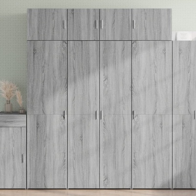 vidaXL Висок шкаф, сив сонома, 80x42, 5x185 см, инженерно дърво (3281439)