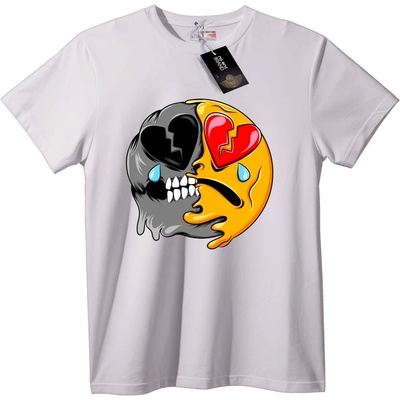 NOONEBRAND Тениска Емоджи Череп и Сърце - 5XL, Black