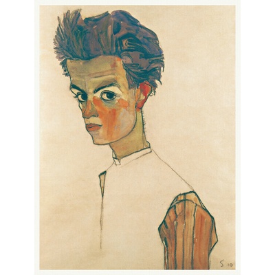 Plagát, Obraz - Man in Striped Shirt, Egon Schiele, 30 × 40 cm