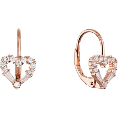 Evolution Group Pozlacené stříbrné náušnice srdce 11717.1 rose gold