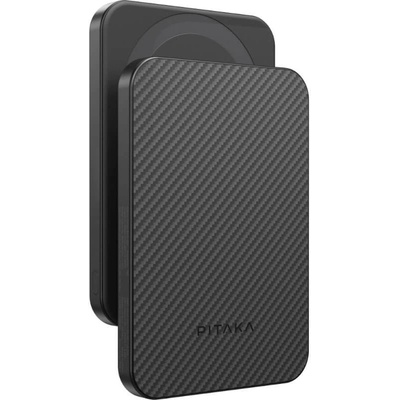 PITAKA Qi2 Aramid Fiber Magnetic Power Bank 5000 mAh 15W - преносима външна батерия с USB-C порт и безжично зареждане с MagSafe (черен-сив)
