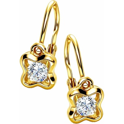 Zlaton Náušnice žluté zlato čtyřlístek s kamenem 1.2cm 1.15g 000152608222