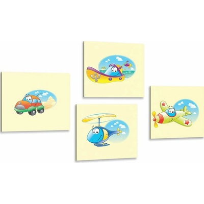 Set obrazů roztomilé dopravní prostředky - 4x 60x60