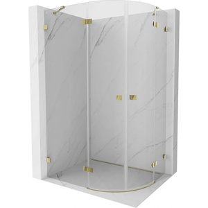 Mexen Lunar полукръгла душ кабина с лява врата 100 x 80 см, прозрачна, златна - 833-100L-080P-50-00 (833-100L-080P-50-00)