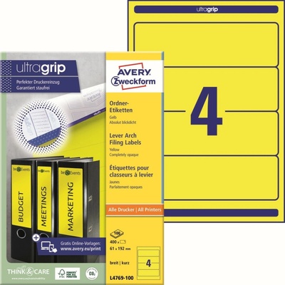 Avery Zweckform L4769-100 na pořadače 61x192 mm 400 ks žluté