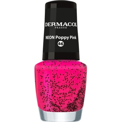 Dermacol Neon neónový lak na nechty s čiernymi bodkami 46 poppy pink 5 ml