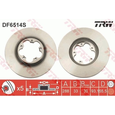 Brzdový kotúč TRW DF6514S