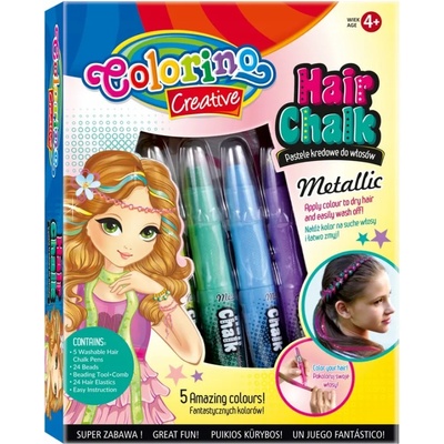 Colorino Комплект пастели за коса Colorino Creative - За момичета, 5 цвята металик (37046)