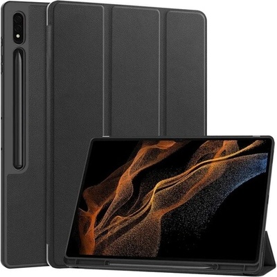 GIGAPACK Samsung Tab S10 Ultra LTE / Tab S10 Ultra WIFI puzdro s podstavcom, s efektom kože, aktívne flip, držiak na pero, Čierne GP-163646