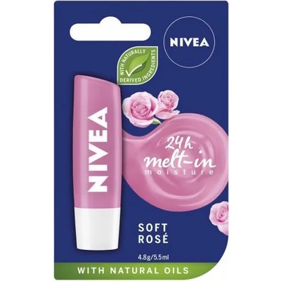 Nivea 24h Melt-in Moisture Soft Rose - Балсам за устни с екстракт от роза