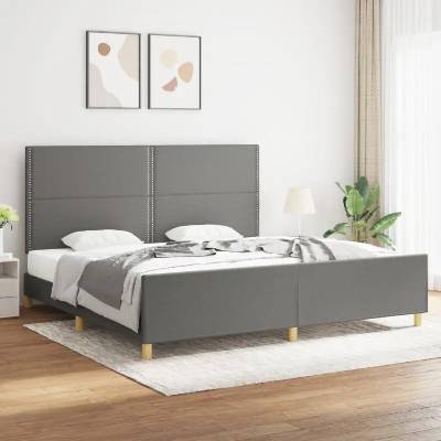 vidaXL 3125001 Rám postele s čelem tmavě šedý textil