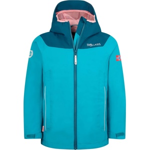 TROLLKIDS Детско водоустойчиво яке Trollkids Girls Bergen Jacket Waterproof jacket - Aqua Haze / Harbor Blue / Mellow Peach - размер 110 (EU) (703-2387-1314)