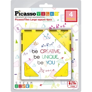 PicassoTiles Конструктор допълнение Picasso Tiles - Големи квадрати, 4 части (PTE09) - baby