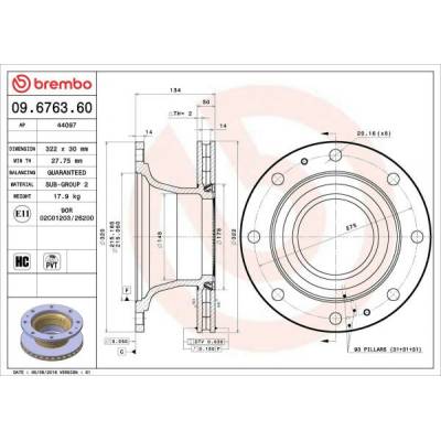 Brzdový kotúč (cena za 1ks) BREMBO 09.6763.60
