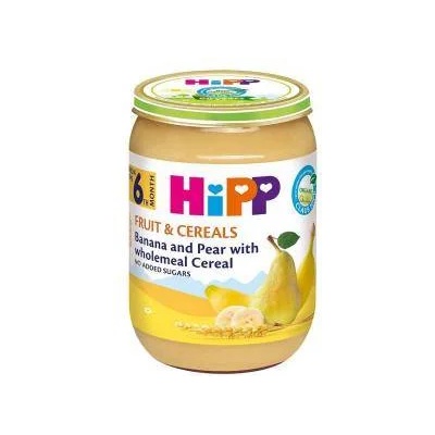 HiPP Био каша с круша и банан с пълнозърнести култури, 6+ месеца, 190гр