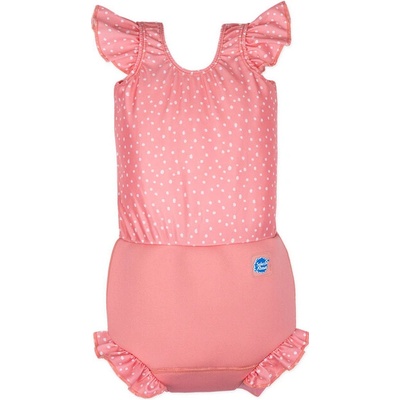 Splash About Plavky Happy Nappy kostýmek Pink Dotty s volánky