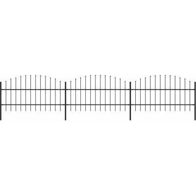 OMAXI Zahradní plot s kopím nahoře ocelový 504 x 100 cm černý 714431