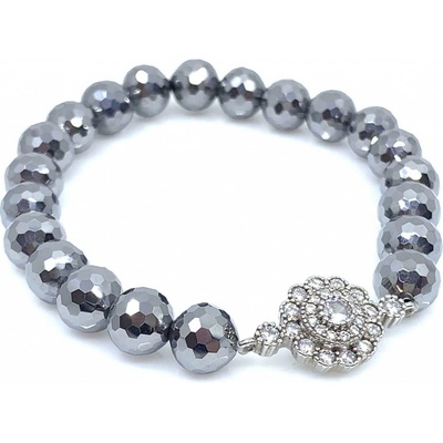 Jan Kos jewellery stříbrný náramek s bílým kamenem 12115789