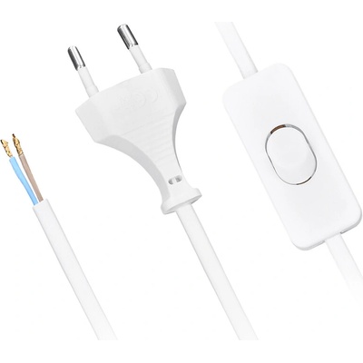 Solight flexo šnúra, 2m, 2 x 0,75mm2, biela, plochá, vypínač ,PF50