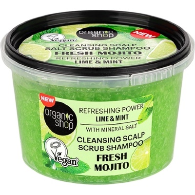 Organic Shop Почистващ шампоан-скраб за скалп Fresh Mojito, 250 ml