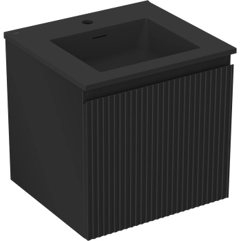 Mexen Rivel шкаф за баня 50 см с мивка Otis, 1 чекмедже, гофриран, черен мат (91A20-05047-1-BF71-W18M71)