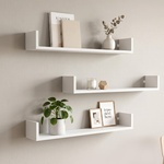 TopMebel Тъмни стенни рафтове TopMebel от меламин, комплект от 3 в бял цвят 90x15x12cm
