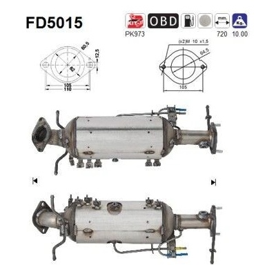 Filter sadzí/pevných častíc výfukového systému AS FD5015