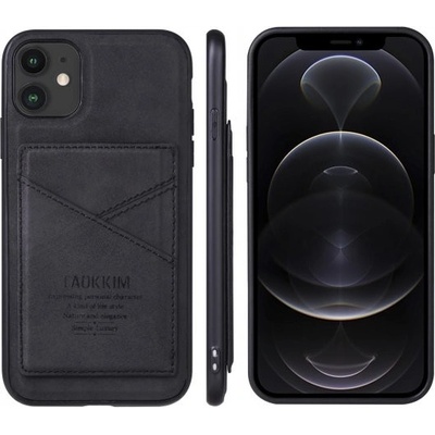 Púzdro Taokkim ochranné z PU kože s kapsou v retro štéle iPhone 12 mini - čierne