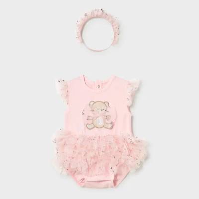 Mayoral Боди туту в бледорозово с мече за новородено момиче Mayoral