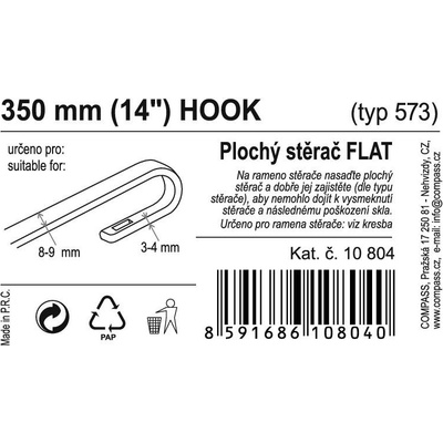 Compass Flat Bulk Hook 350 mm 10804