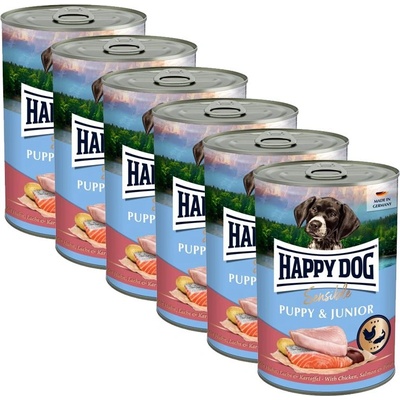 Happy Dog Sensible Puppy & Junior 6 x 400 г / пиле & сьомга