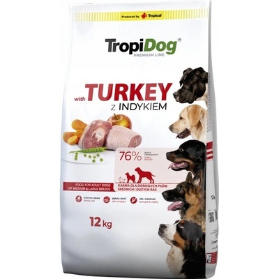 TropiDog Premium Adult Medium & Large krůta s rýží 12 kg