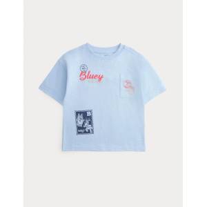 Marks & Spencer Тениска Bluey от чист памук (2-8 години) Marks & Spencer синя Marks & Spencer | Sin | Момчешки | 2-3 години