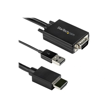 StarTech StarTech. com VGA2HDMM2M адаптер за видео кабел 2 м USB Type-A + VGA (D-Sub) HDMI тип A (стандартен) Черен (VGA2HDMM2M)