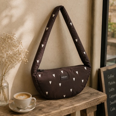 Studio Noos Kabelka Cross Body Mini Puffy Brown Hearts – Zbozi.Blesk.cz