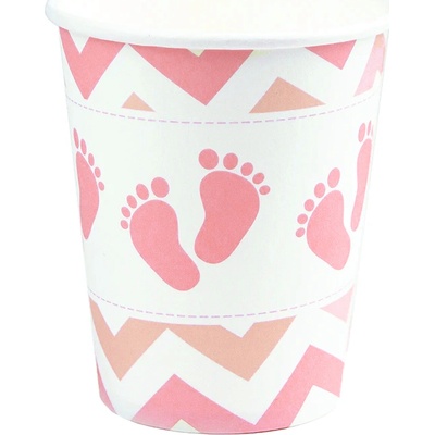 Party Pohár na oslavu Baby Shower Ružové Stopy 6 x 220 ml