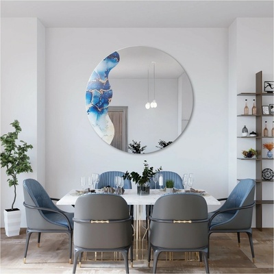 Alfaram Nepravidelné zrkadlo na okrúhlom modrom mramore – MARBLE BLUVERO 80