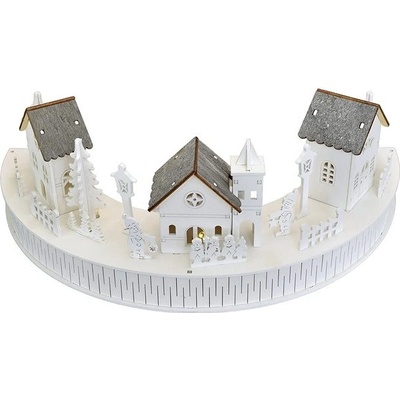 DOMMIO Vesnička s domečky LED, 2 × AA, 14 × 40 cm
