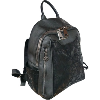 Черна раница с цветя - Filisa