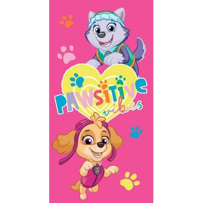 Setino Dievčenská plážová osuška Tlapková patrola - Paw Patrol - motív PAWsitive vibes 70 x 140 cm