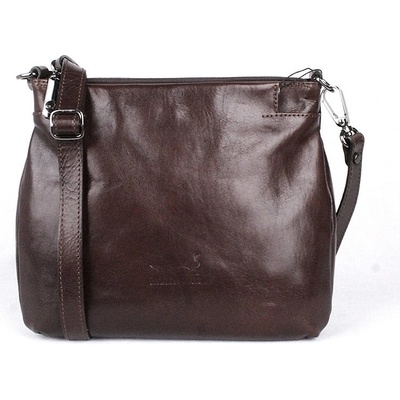 Marta Ponti luxusní dámská kožená crossbody kabelka 6019 tmavěhnědá