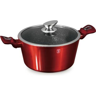 Pro-Tech shop Kastrol s mramorovým povrchem a skleněnou poklicí Metallic Burgundy 24cm 55032