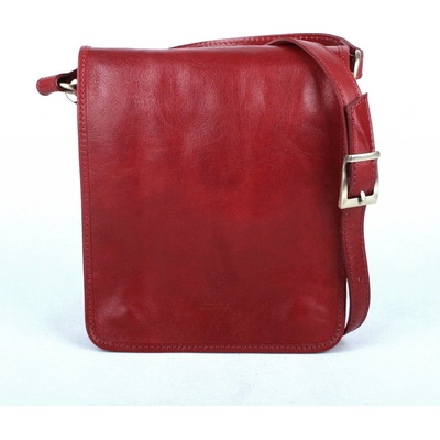 Středně velká kožená crossbody kabelka no. 48 tmavěčervená