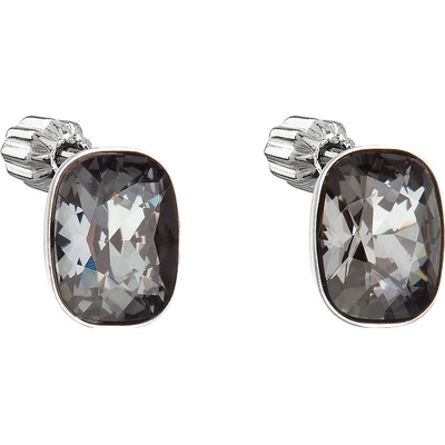 Pavona Stříbrné náušnice pecka s krystaly Swarovski černý obdélník 31279.5