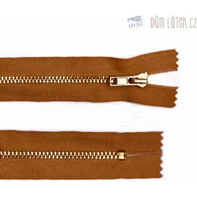 Zip mosadzný nedeliteľný hnedý 20 cm